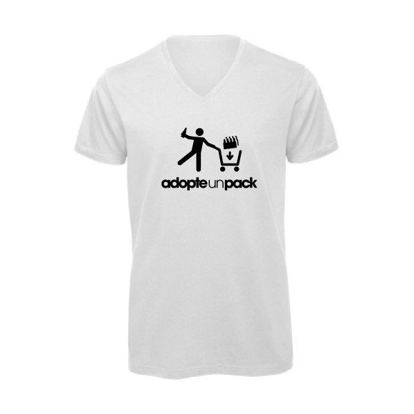 adopte un pack - T-shirt bio col V rigolo Homme - modèle B&C - Inspire V/men -thème humour alcool -
