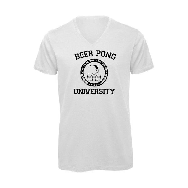 Beer Pong - T-shirt bio col V Homme geek  - B&C - Inspire V/men - thème geek et gamer