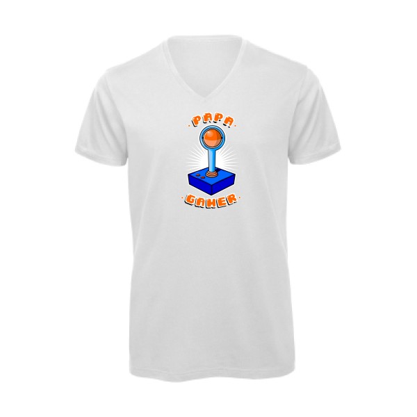 T-shirt bio col V geek Homme  - PAPA GAMER - 