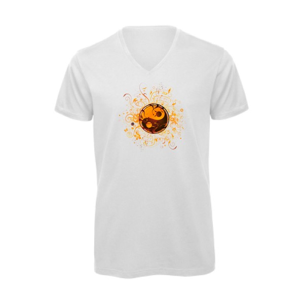 ying yang - T-shirt bio col V Homme graphique - B&C - Inspire V/men - thème zen et philosophie-