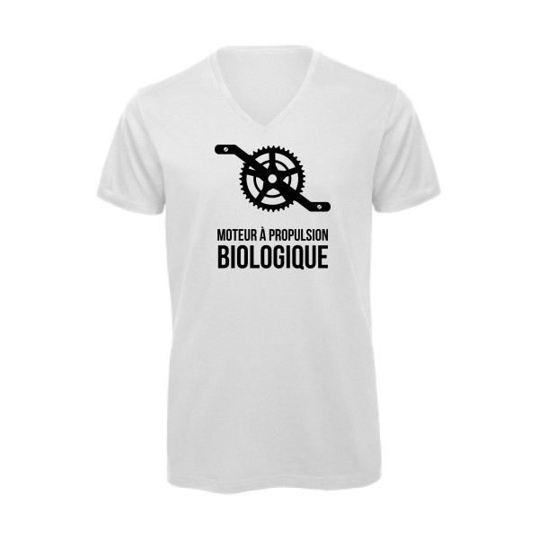 Cyclisme & écologie - B&C - Inspire V/men Homme - T-shirt bio col V humour velo - thème cyclisme et ecologie -