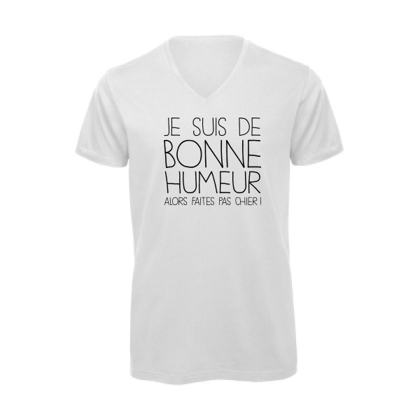 BONNE HUMEUR-T-shirt bio col V -thème tee shirt à message -B&C - Inspire V/men -