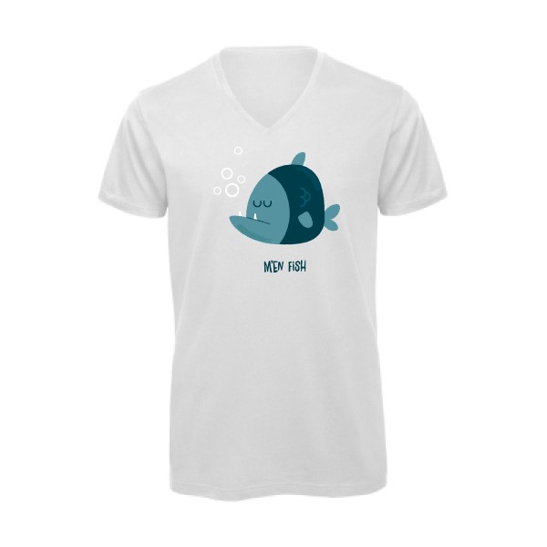 M'en fish - T-shirt bio col V fun pour Homme -modèle B&C - Inspire V/men - thème humour et enfance -
