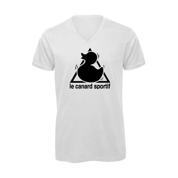 Canard Sportif -T-shirt bio col V humoristique - Homme -B&C - Inspire V/men -thème  humour et parodie - 