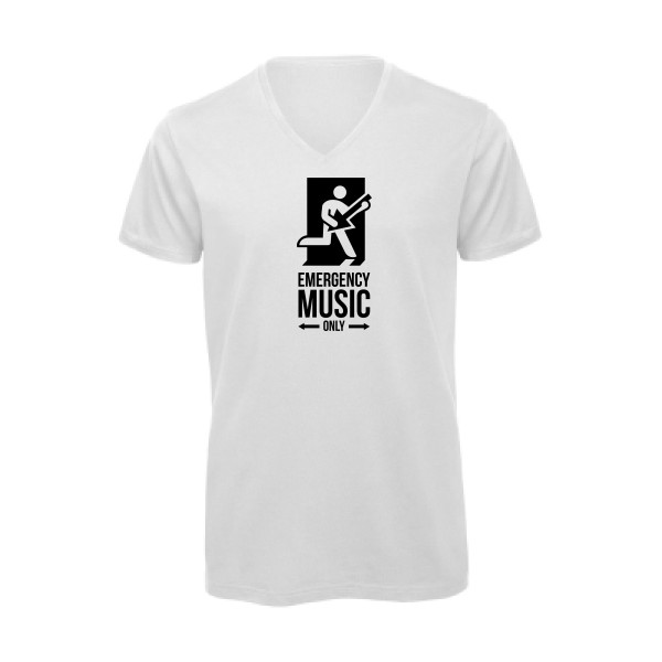 EMERGENCY - T-shirt bio col V  rock Homme - modèle B&C - Inspire V/men -thèmehumour et musique -