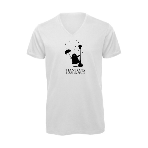 T-shirt bio col V original Homme - Hantons sous la pluie -