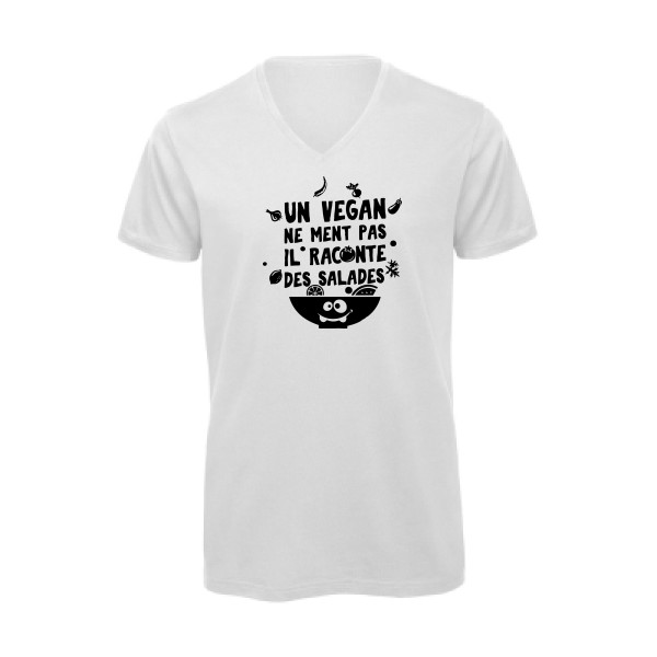 T-shirt bio col V original Homme  - Un vegan ne ment pas - 