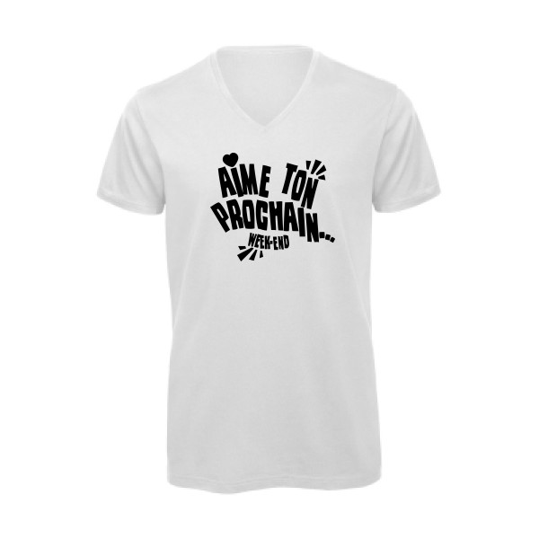 T-shirt bio col V original Homme  - Aime ton prochain ! - 