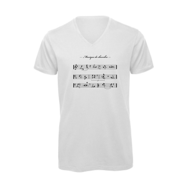 Musique de chambre - T-shirt bio col V coquin pour Homme -modèle B&C - Inspire V/men - thème humour potache -