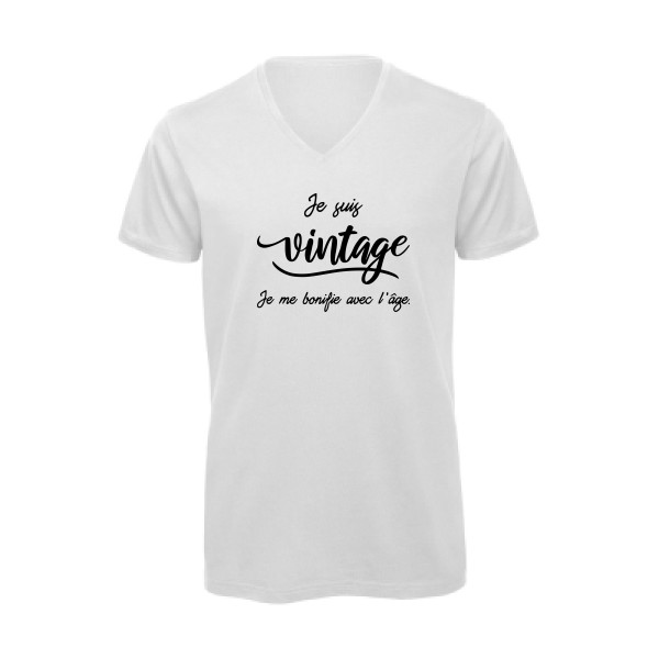 Je suis vintage  -T-shirt bio col V vintage Homme -B&C - Inspire V/men -thème  rétro et vintage - 