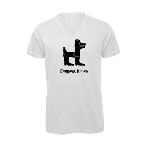 T-shirt bio col V Homme original - Epagneul breton - 