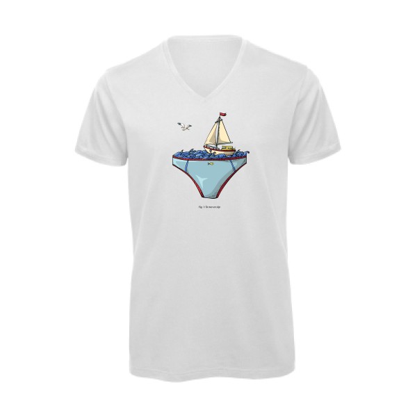 Ta mer en slip -T-shirt bio col V Homme marin humour -B&C - Inspire V/men -Thème humour et parodie -
