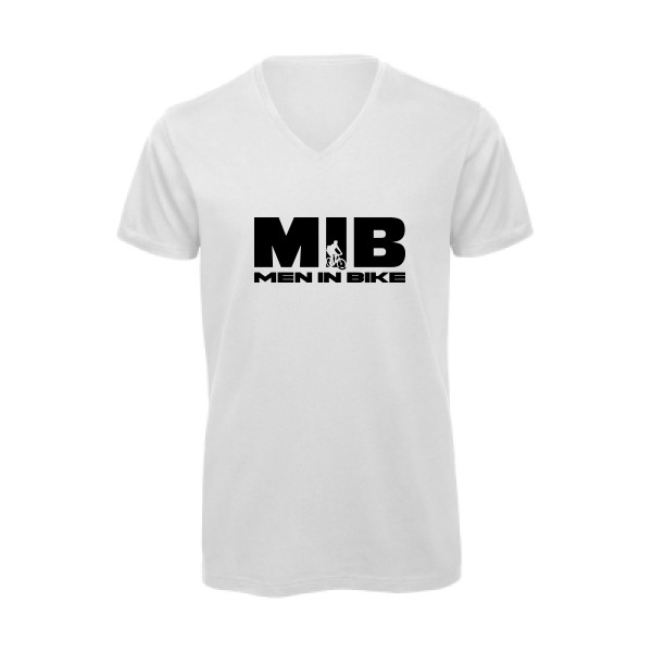 MEN IN BIKE - T-shirt bio col V humour Homme - thème parodie-