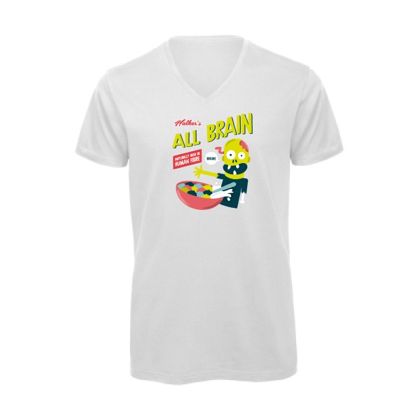 T-shirt bio col V original et drole Homme - All brain - 