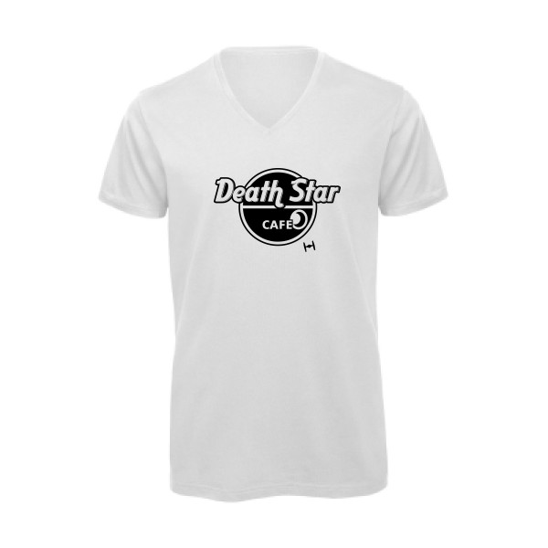 DeathStarCafe - T-shirt bio col V dark pour Homme -modèle B&C - Inspire V/men - thème parodie et marque-