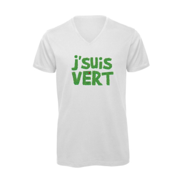 T-shirt bio col V original Homme  - suis vert - 