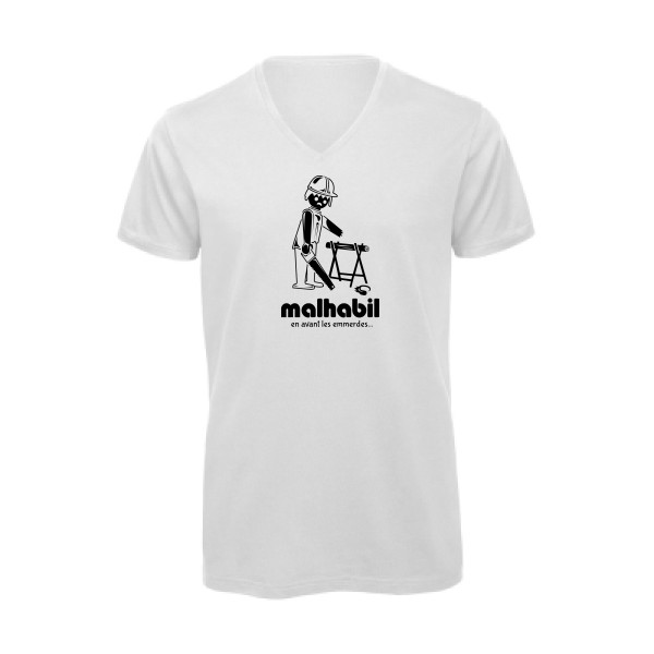 T-shirt bio col V Homme humour - Malhabil... - 