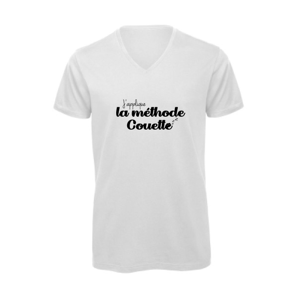 La méthode Couette - T-shirt bio col V drôle Homme - modèle B&C - Inspire V/men -thème parodie cauet -