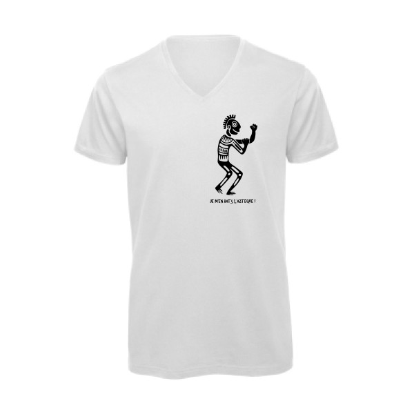 L'aztèque - T-shirt bio col V  drôle - modèle B&C - Inspire V/men -thème humour potache -