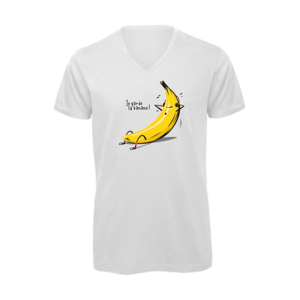 Je garde la banane ! - T-shirt bio col V drôle et cool Homme  -B&C - Inspire V/men - Thème original et drôle -