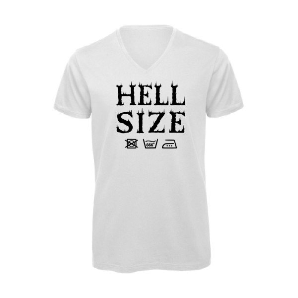 HELL SIZE ! - T-shirt bio col V original pour Homme -modèle B&C - Inspire V/men - thème dark -