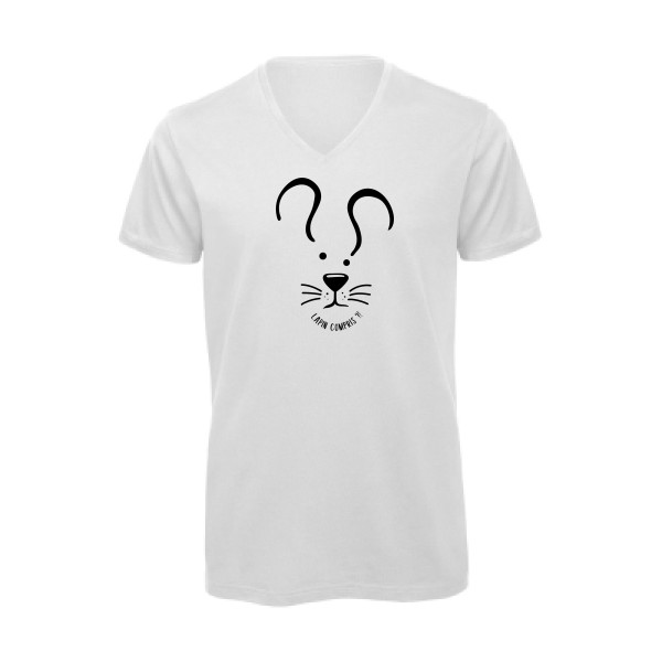 Lapin Compris ?! - T-shirt bio col V délire pour Homme -modèle B&C - Inspire V/men - thème humour potache -