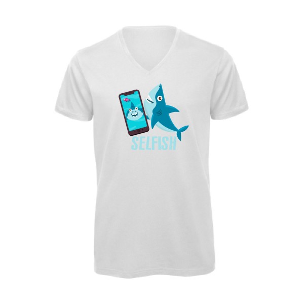 Selfish - T-shirt bio col V Geek pour Homme -modèle B&C - Inspire V/men - thème humour Geek -