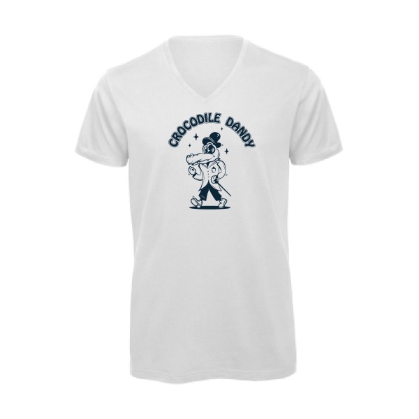 Crocodile dandy - T-shirt bio col V rigolo Homme - modèle B&C - Inspire V/men -thème cinema et parodie -