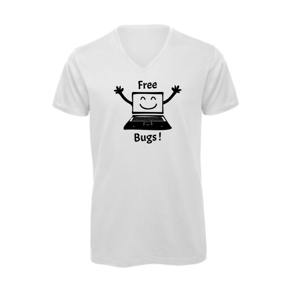 FREE BUGS ! - T-shirt bio col V Homme - Thème Geek -B&C - Inspire V/men-