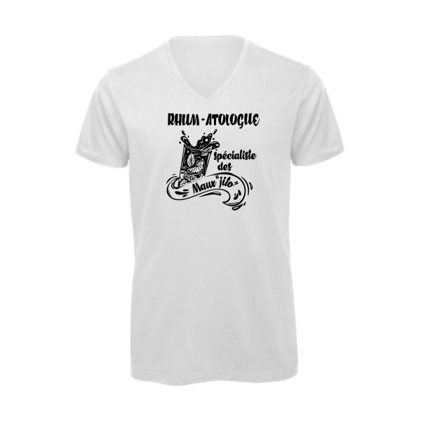 Rhum-atologue - B&C - Inspire V/men Homme - T-shirt bio col V musique - thème humour et alcool -