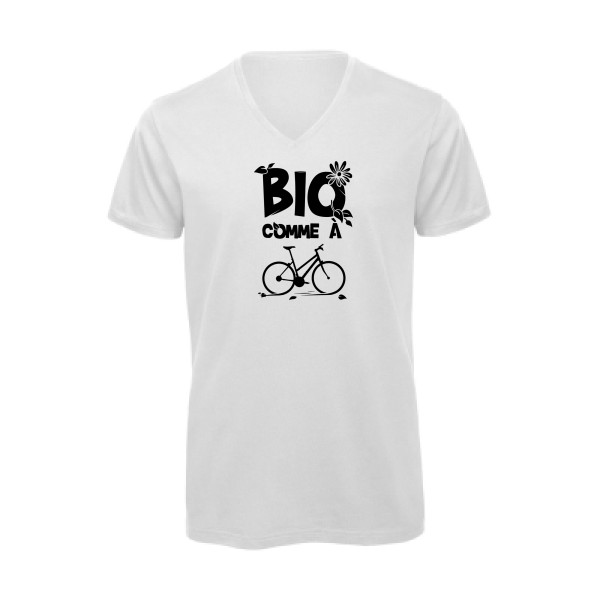 Bio comme un vélo - T-shirt bio col V ecolo humour - Thème tee shirts et sweats ecolo pour  Homme -