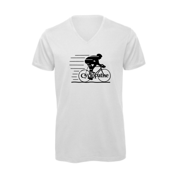 T shirt humoristique sur le thème du velo - CYCLOPATHE !- Modèle T-shirt bio col V-B&C - Inspire V/men-