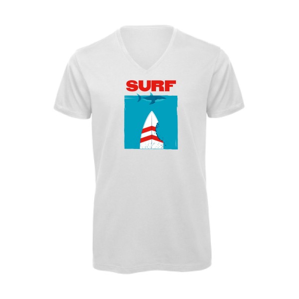 SURF -T-shirt bio col V sympa  Homme -B&C - Inspire V/men -thème  surf -