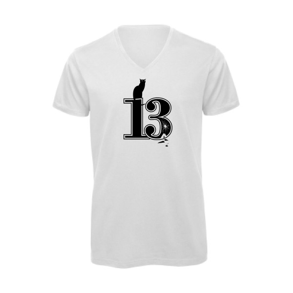 Superstition -T-shirt bio col V rock Homme  -B&C - Inspire V/men -Thème humour et musique rock -