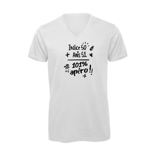 T-shirt bio col V - B&C - Inspire V/men - 101 pourcent apéro !!
