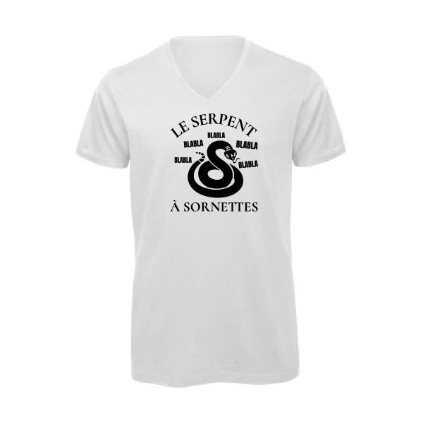 Serpent à Sornettes - T-shirt bio col V rigolo Homme -B&C - Inspire V/men -thème original et humour