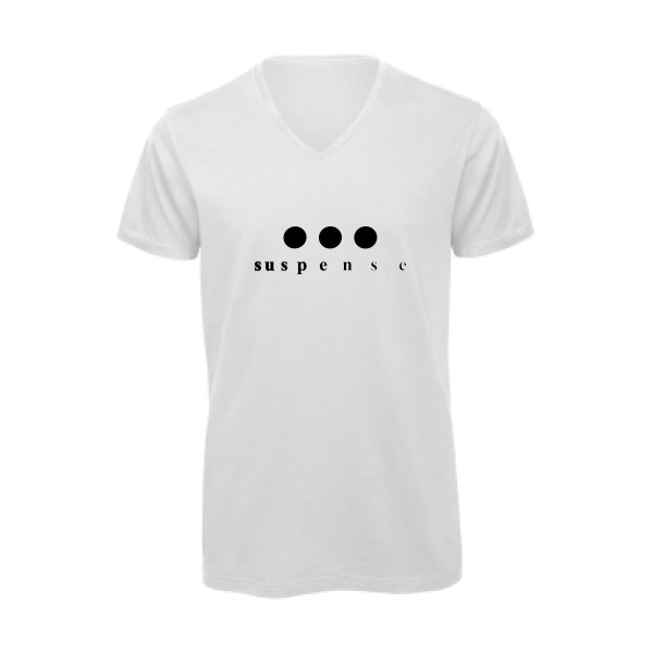T-shirt bio col V Homme original - Le suspense... -