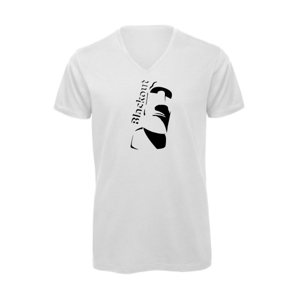 T-shirt bio col V Homme original - Moai -