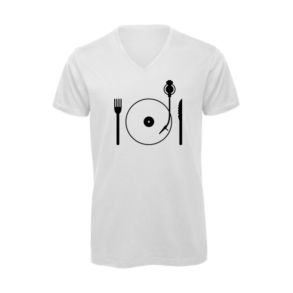 Eat some vinyl - T-shirt bio col V vinyl Homme - modèle B&C - Inspire V/men -thème rétro et vintage -
