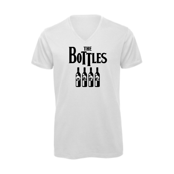 The Bottles - T-shirt bio col V parodie  pour Homme - modèle B&C - Inspire V/men - thème parodie et musique vintage -