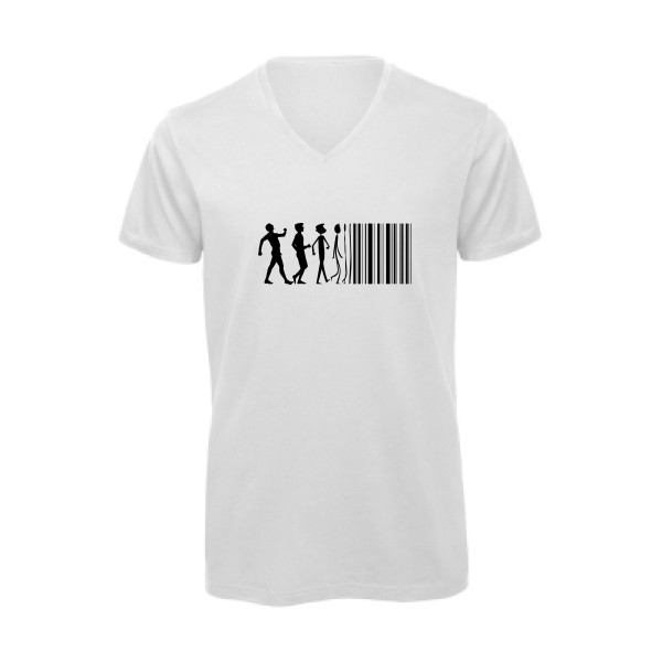 code barre - T-shirt bio col V Geek pour Homme - modèle B&C - Inspire V/men - thème geek et gamer -