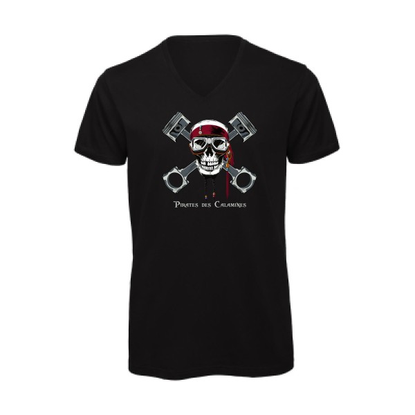 Pirates des Calamines - T-shirt bio col V original Homme  -B&C - Inspire V/men - Thème parodie cinema -