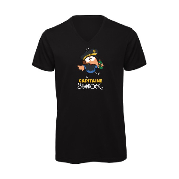 Capitaine Shaddock  - T-shirt bio col V cocasse pour Homme -modèle B&C - Inspire V/men - thème humour et parodie- 