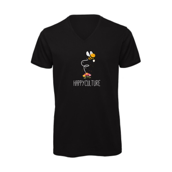 happy-  T shirt humoristique - Modèle T-shirt bio col V de chez B&C - Inspire V/men