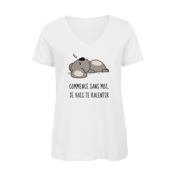 Dormir - T-shirt femme bio col V - modèle B&C - Inspire V/women  -thème sieste et farniente -