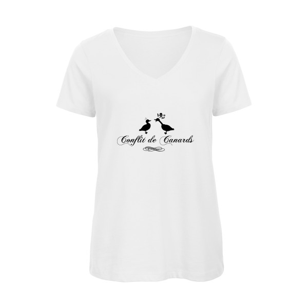 Conflit De Canards - Tee shirt humour noir Femme -B&C - Inspire V/women 