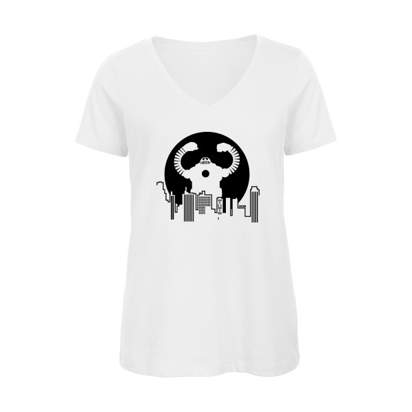 big robot  T-shirt femme bio col V rigolo -B&C - Inspire V/women -