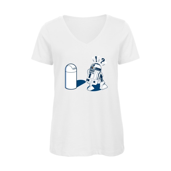 R2D2 7C - T-shirt femme bio col V R2D2 pour Femme -modèle B&C - Inspire V/women  - thème parodie et cinema -