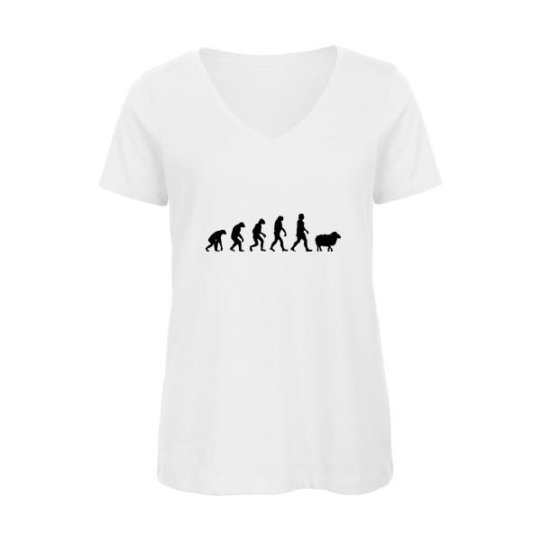 PanurgeEvolution - T-shirt femme bio col V évolution Femme - modèle B&C - Inspire V/women  -thème humour -