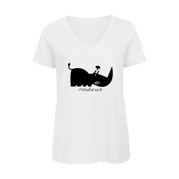 T-shirt femme bio col V rigolo Femme  - Rhino - 